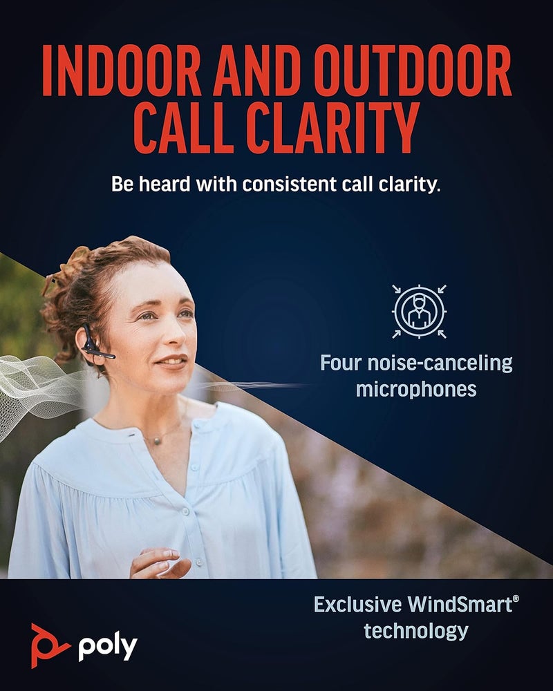 Poly Voyager 5200 UC Wireless Headset & Charging Case (Plantronics) - Single-Ear Headset w/Noise-Canceling Mic - Connect Mobile/Mac/PC via Bluetooth - Works w/Teams, Zoom - Image 2